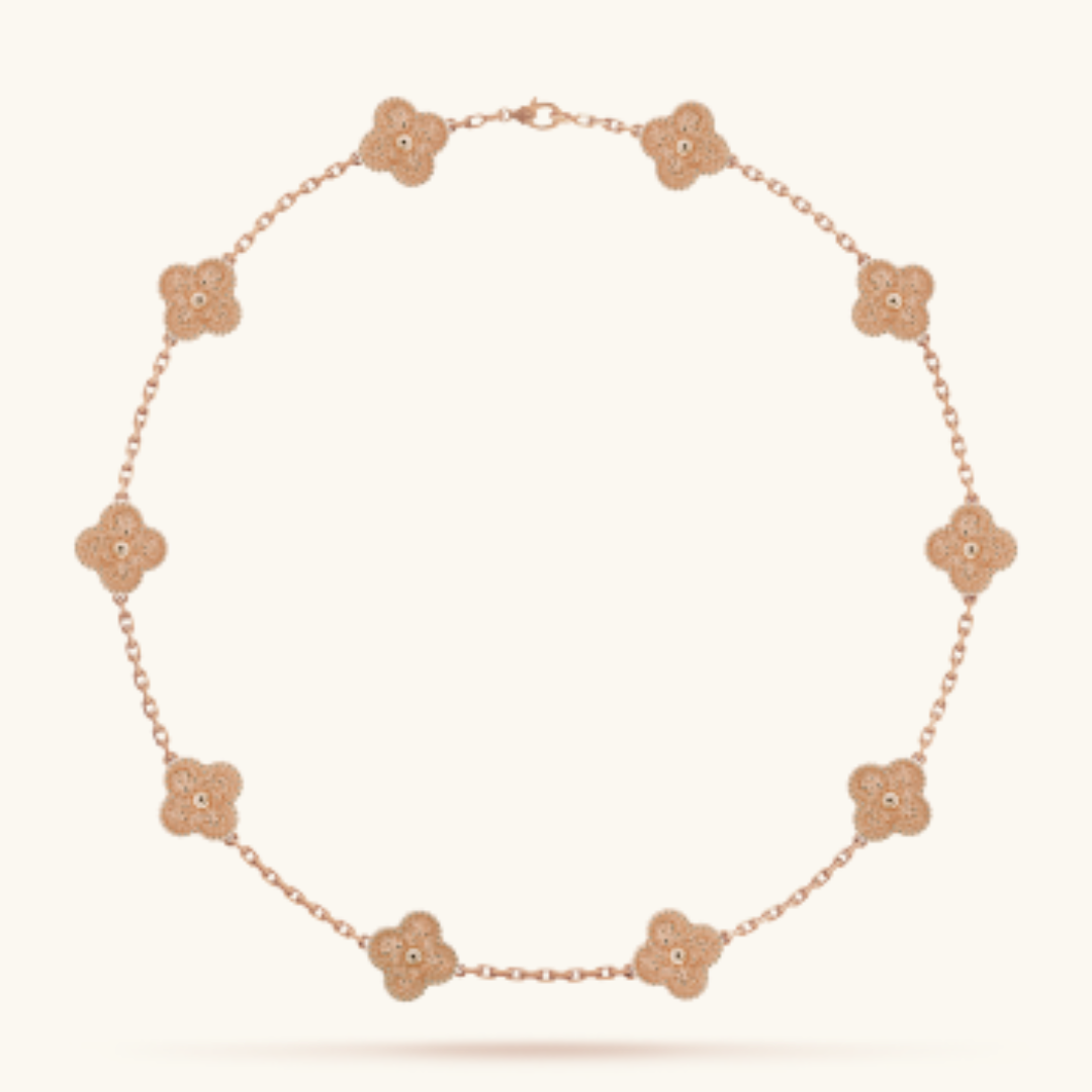 LUXURY 10 PATTERN CLOVER NECKLACE - ROSE GOLD