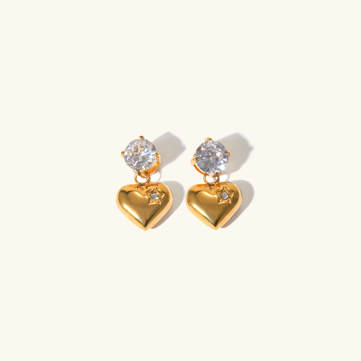 Emmeline Heart Gold Earrings