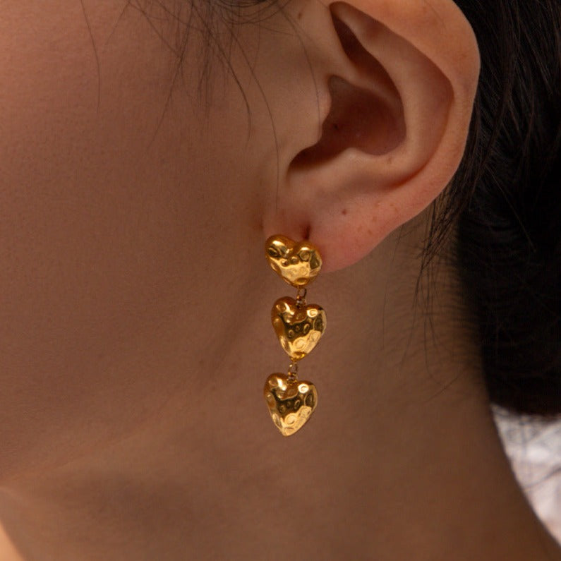 Heather Heart Gold Earrings