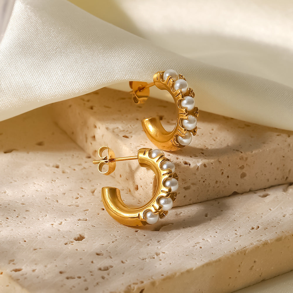 Irene Pearl Hoop Earrings