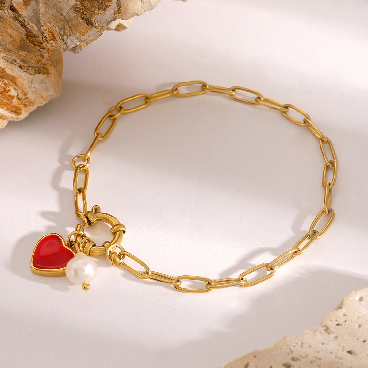 Nerissa Heart Chain Pearl Bracelet