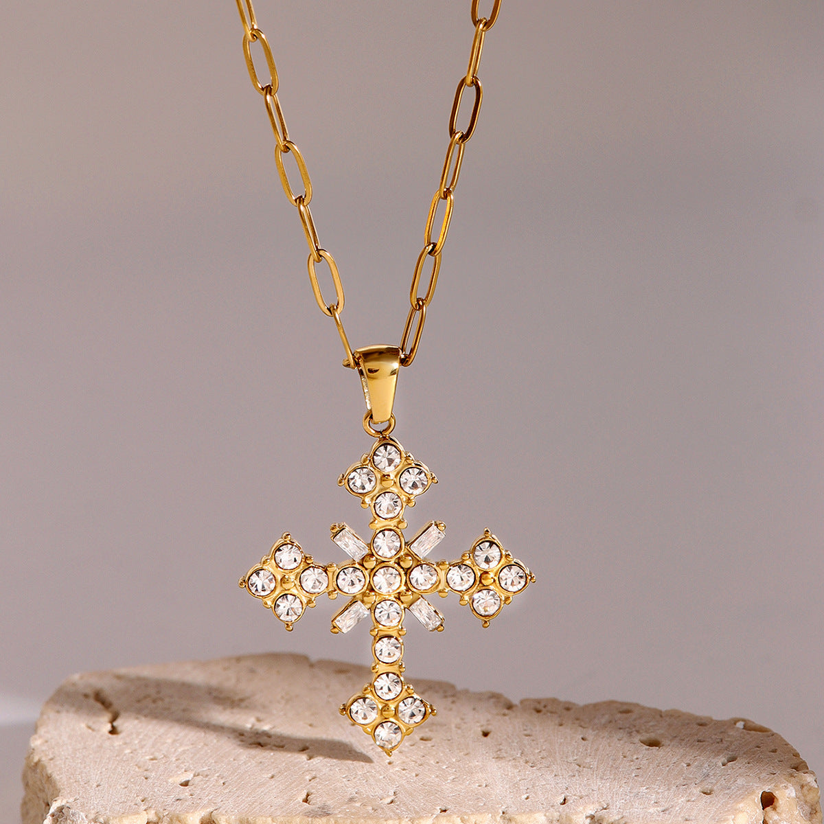 Divina Crystal Cross Necklace