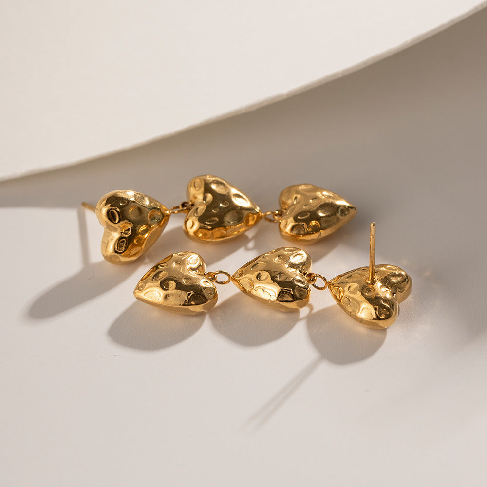 Heather Heart Gold Earrings