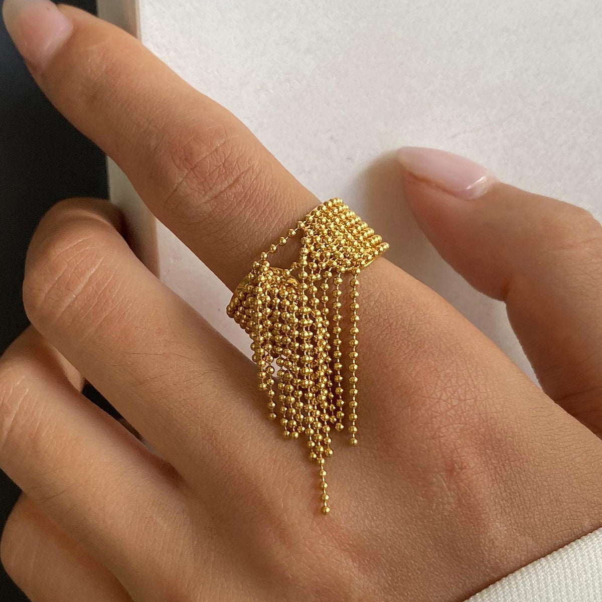 Krystelle Gold Tassel Ring