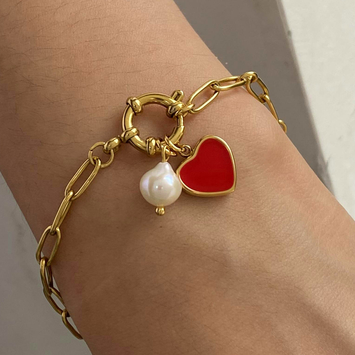 Tanya Heart Pearl Bracelet