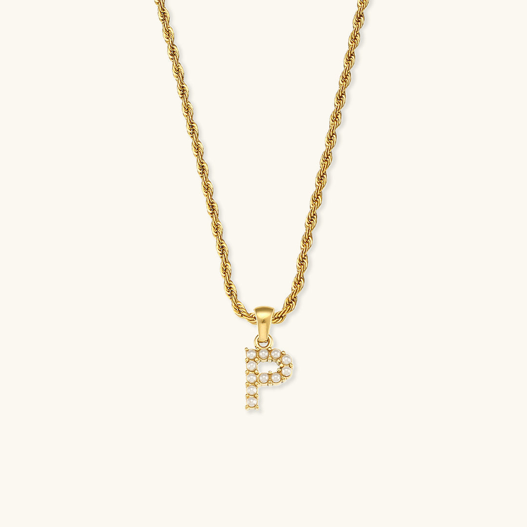 Elodie Initial Letter Pearl Necklace