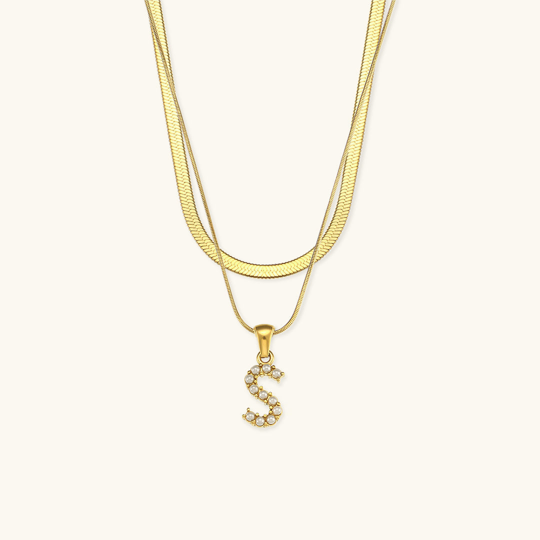 Fiona Layered Gold Initial Letter Necklace