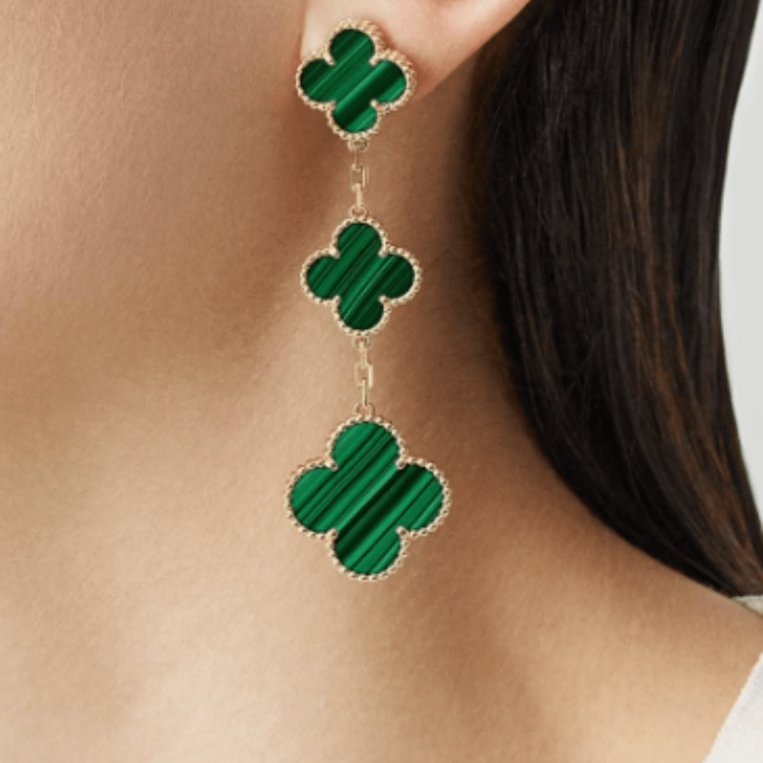 Coki Triple Earrings - Green - Celeste Oxford